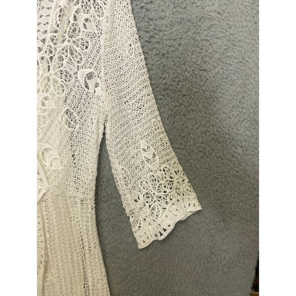 Soft Surroundings womens S white 3/4 sleeve crotchet maxi dress beach boho vneck - Picture 2 of 9